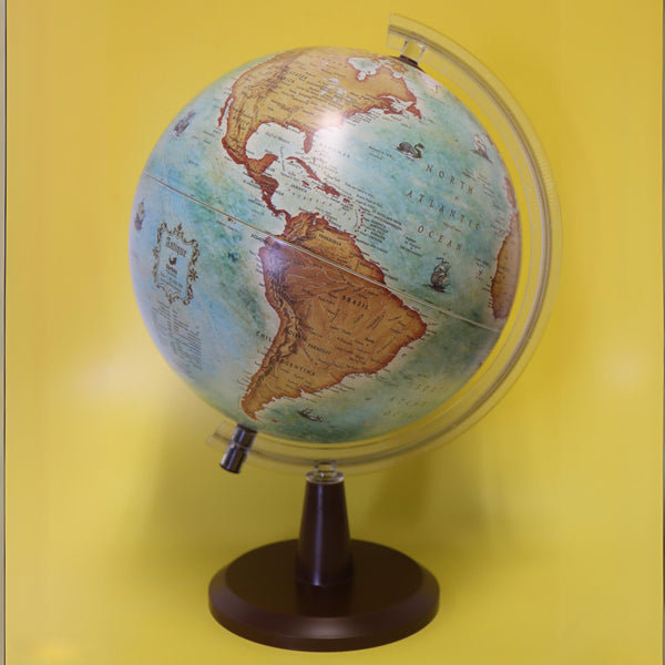 EXERZ Illuminated World Globe 30cm, Antique Colour Modern Map,Vintage Style, in English