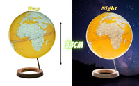 Exerz Illuminated World Globe 33cm diameter Wooden Base - 2 in 1 Light up Globe  - Unmellow