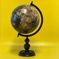 EXERZ 20cm Vintage Globe Black with a Wooden Base, Handcrafted