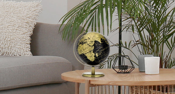 EXERZ 20cm Globe Black & Golden, All Direction 360 Rotating
