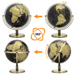 EXERZ 20cm Globe Black & Golden, All Direction 360 Rotating