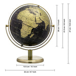 EXERZ 20cm Globe Black & Golden, All Direction 360 Rotating