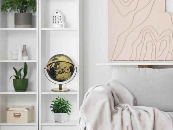 EXERZ 20cm Globe Black & Golden, All Direction 360 Rotating