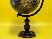 EXERZ 13cm Vintage Globe Black with a Wooden Base, Handcrafted