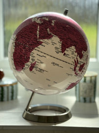 Exerz 25CM Pink World Globe with Stainless Steel Base - Modern Desktop Decoration