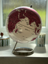 Exerz 25CM Pink World Globe with Stainless Steel Base - Modern Desktop Decoration