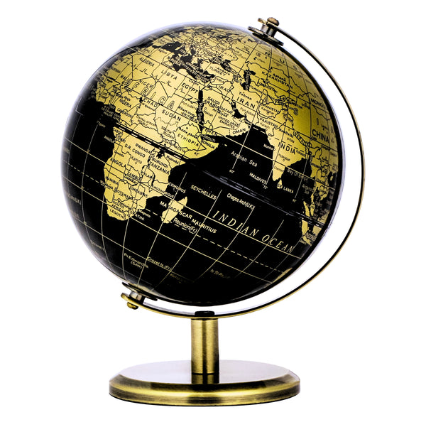 TOPGLOBE 14cm Globe Black & Golden, Mini World Globe