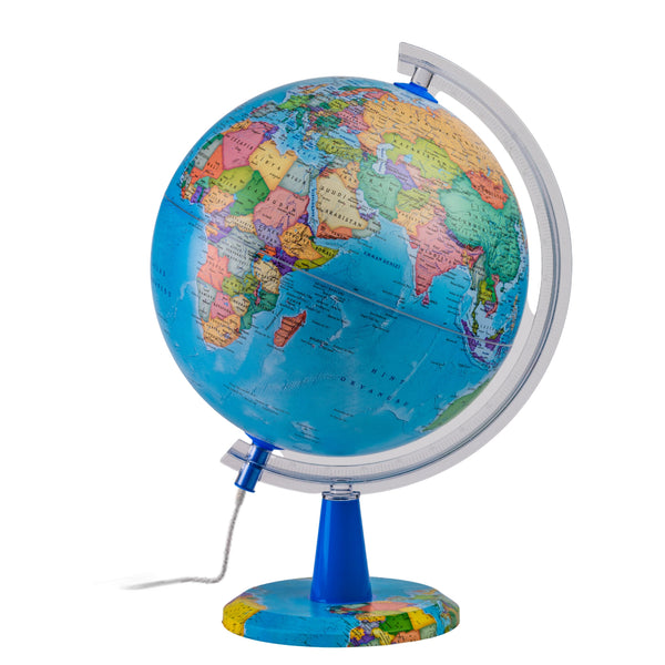 TOPGLOBE 20cm Illuminated Globe - English Map - Modern Political World globe - 20cm Diamter