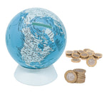13cm Money Box Globe/ Piggy Bank - Blue - Topglobe