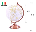 20cm World Globe Golden Colour - Metal Arc and Base - Italian - Topglobe