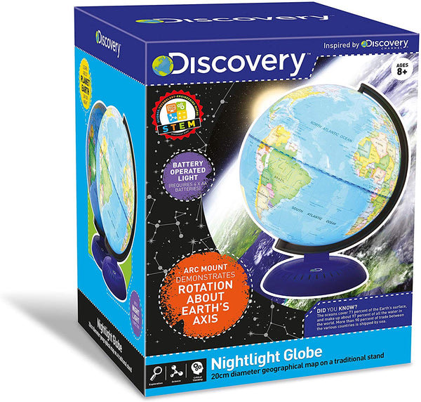 Discovery Night Light 20cm Illuminated World Globe, Multi - Topglobe