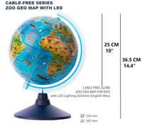 Exerz 25cm Zoo-Geo Illuminated Globe -Physical and Zoo Dual Map - Topglobe