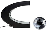Senders Floating World Globe With LED Lights C Shape Magnetic Levitation (Black-Silver) - Topglobe